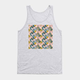 Tropical pattern with exotic plants, cactus, rainbow and modern textures Tank Top